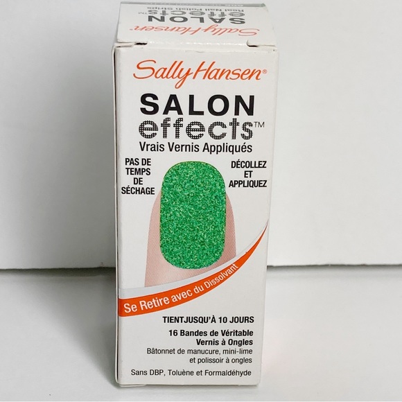 Sally Hansen Salon Effects Nail Polish Strips Green Glitter Beat You To It NEW - Picture 3 of 4